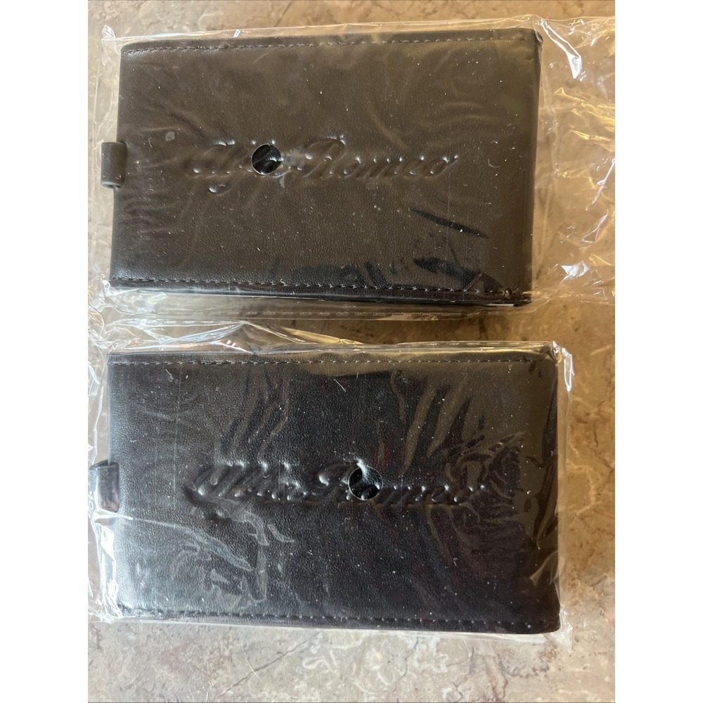 Pair of 2 Alfa Romeo Black Leather Luggage Tags